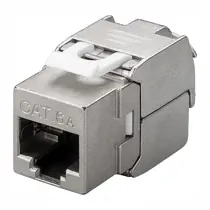 Goobay Keystone Modul RJ45 CAT 6A, STP, LAN LSA Einbaubuchse, Zink-Druckguss, Silver, Abbildung 1
