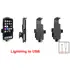 Brodit Halter (Befestigung oben) f�r APPLE iPhone XR, f�r Schutzh�llen, max: H�he 150-165mm Breite bis 88mm, Dicke: 2-11mm, Achtung: Nur f�r die Aufnahme des abgebildeten Original Kabel (Apple MQUE2ZM/A mit Lightning Anschluss) vorgesehen!