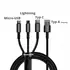 Baseus 3in1 Daten- / Ladekabel USB-A auf USB-C / Micro-USB / Lightning f�r HUAWEI Pura 80 Pro, Black, 1.5m, Textilummantelung, Abbildung 1