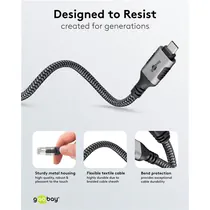 Goobay Ethernet-Kabel USB-C auf RJ45, 1m f�r POCO F9 Pro, mit Textilummantelung , black/silver, Abbildung 3