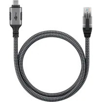 Goobay Ethernet-Kabel USB-C auf RJ45, 3m , mit Textilummantelung , black/silver, Abbildung 1