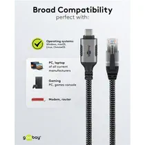 Goobay Ethernet-Kabel USB-C auf RJ45, 3m , mit Textilummantelung , black/silver, Abbildung 6