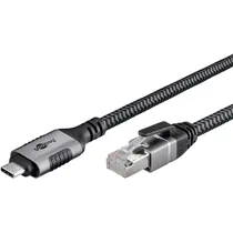 Goobay Ethernet-Kabel USB-C auf RJ45, 3m , mit Textilummantelung , black/silver, Abbildung 8
