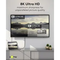 Goobay DisplayPort auf HDMI Premium-Kabel, 8k / 60Hz, 3m, Stecker / Stecker, vergoldet, bis 48 Gbit/s, Textilkabel, black/silver, Abbildung 5