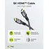Goobay HDMI Premium-Kabel, 8k / 60Hz, 1m, Stecker / Stecker, vergoldet, bis 48 Gbit/s, Textilkabel, black/silver, Abbildung 2
