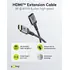 Goobay HDMI Premium-Verl�ngerungskabel, 8k / 60Hz, 2m, Stecker / Buchse, vergoldet, bis 48 Gbit/s, Textilkabel, black/silver, Abbildung 1
