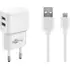 Goobay Ladeger�t 230V f�r NOKIA 1 Plus, 18W, Micro USB, White, 2-teilig, 2x USB