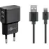 Goobay Ladeger�t 230V SLIM f�r HUAWEI Pura 80 Pro, 12W, USB-C, Black, 2x USB-A, 2-teilig