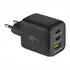 Goobay GaN USB Ladeger�t 230V f�r APPLE iPhone Xs MAX, 2x USB-C + 1x USB-A, 65W, Black