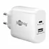 Goobay GaN USB Ladeger�t 230V , 1x USB-C + 1x USB-A, 45W, White