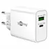 Goobay USB GaN Ladeger�t Dual 230V f�r APPLE iPhone Xs MAX, 1x USB-A + 1x USB-C, 30W, White