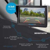 omniVID Solar6 DUO R�ckfahrvideosystem, 5 Zoll R�ckfahrkamera-System, kabellos, mit Parksensoren, f�r vorn und hinten, Abbildung 1
