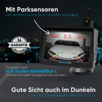 omniVID Solar6 DUO R�ckfahrvideosystem, 5 Zoll R�ckfahrkamera-System, kabellos, mit Parksensoren, f�r vorn und hinten, Abbildung 6