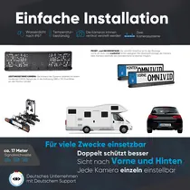 omniVID Solar6 DUO R�ckfahrvideosystem, 5 Zoll R�ckfahrkamera-System, kabellos, mit Parksensoren, f�r vorn und hinten, Abbildung 9
