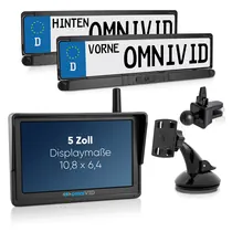omniVID Solar6 DUO R�ckfahrvideosystem, 5 Zoll R�ckfahrkamera-System, kabellos, mit Parksensoren, f�r vorn und hinten