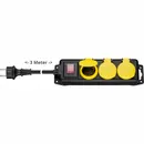 Goobay Steckdosenleiste IP44, 3m, 3x Anschl�sse, AN/AUS Schalter, Black
