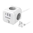 Wozinsky Power Cube mit 1,8 m Kabel, auf 4x Schutzkontaktstecker, 2x USB-A, 1x USB-C, White