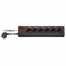 Goobay Steckdosenleiste, 1.5m, 6x Anschl�sse, 7x AN/AUS Schalter, �berspannungsschutz , Black