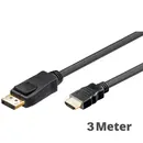Goobay Displayport auf HDMI Kabel, 3m, DP Stecker auf HDMI Stecker / 4K / 30 Hz (2160p)