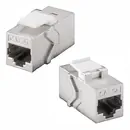 Goobay Keystone Modul RJ45-Kupplung CAT 6A, STP, LAN-Verninder, Zink-Druckguss, Silver
