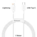 Baseus Daten- / Ladekabel, Lightning auf USB-C f�r APPLE iPhone 14, White, 1m