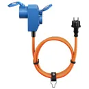 Goobay CEE Adapter, 1.5m Gummischlauchleitung, Schutzkontakt-Stecker auf 90� CEE-Kupplung + Schutzkontakt-Kupplung