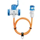 Goobay CEE Adapter, 1.5m Gummischlauchleitung, CEE-Stecker auf auf 1x CEE-Kupplung und 2x Schutzkontakt-Kupplung