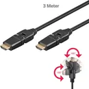 Goobay HDMI Kabel, 4k / 60Hz, 3m, Stecker / Stecker (360� drehbar), vergoldet, bis 18 Gbit/s, Black