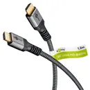 Goobay HDMI Premium-Kabel, 8k / 60Hz, 1m, Stecker / Stecker, vergoldet, bis 48 Gbit/s, Textilkabel, black/silver