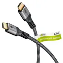 Goobay HDMI Premium-Kabel, 8k / 60Hz, 2m, Stecker / Stecker, vergoldet, bis 48 Gbit/s, Textilkabel, black/silver