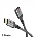 Goobay HDMI Premium-Verl�ngerungskabel, 8k / 60Hz, 2m, Stecker / Buchse, vergoldet, bis 48 Gbit/s, Textilkabel, black/silver