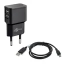 Goobay Ladeger�t 230V , Micro USB mit langem Stecker , 18W, 2.4A, Black