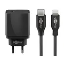 Goobay Ladeger�t 230V f�r APPLE iPad Pro 12.9 (2017), inkl. Lightning Daten + Ladekabel, 25W PD, 2-teilig, Black