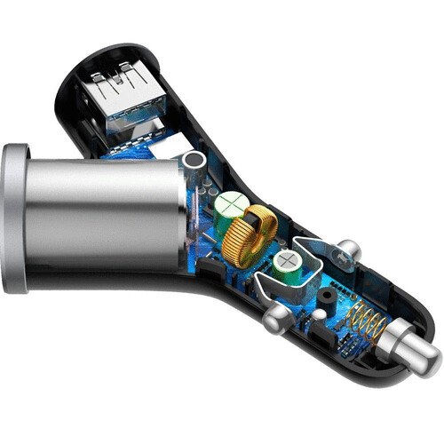 KFZ Y Adapter, 12/24V, 2x USB Typ A + 1x Zigarettenanzünder Buchse