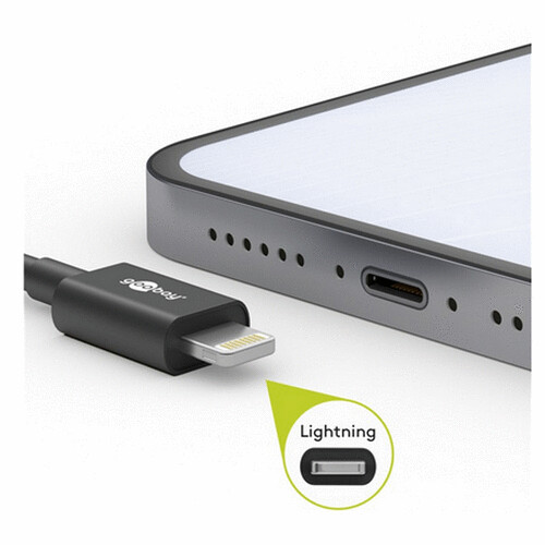 Goobay Daten-, Ladekabel Lightning auf USB Typ C für APPLE iPhone 14 Pro,  Black, 1 Meter 39445