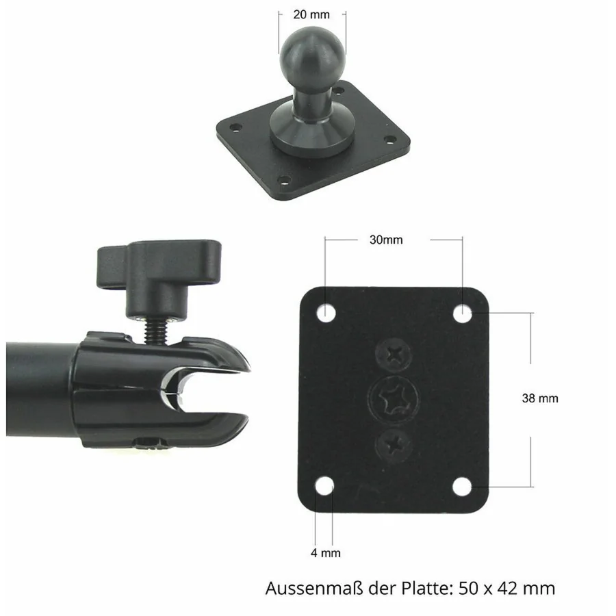 Bild 2 : 202017 : Brodit Standfuss / Sockelhalterung mit Saugfuss, L�nge: 160mm (max. Belastung: 3kg), Kugelkopf: 20mm
