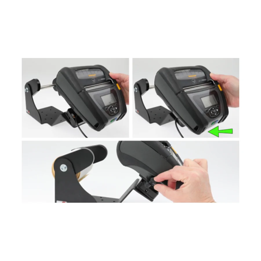 Bild 2 : 216145 : Brodit Drucker Halterung mit MultiMoveClip + Rollenhalter + Ladeadaptierung für ZEBRA ZQ630