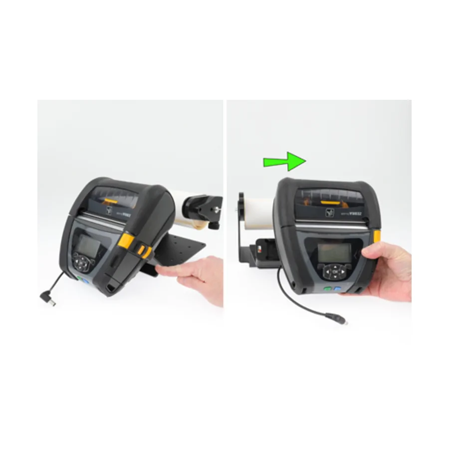 Bild 3 : 216145 : Brodit Drucker Halterung mit MultiMoveClip + Rollenhalter + Ladeadaptierung für ZEBRA ZQ630