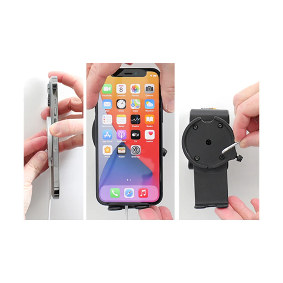 Bild 2 : 216177 : Brodit MagSafe MHXH3ZM/A Halter mit Kugelgelenk + untere Stütze, passend für APPLE iPhone 13 Pro Max, inkl. USB 12/24V Ladegerät