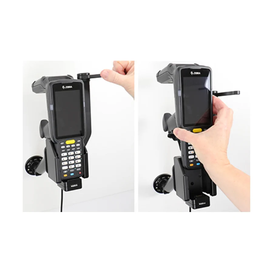 Bild 3 : 216199 : Brodit Halter Aktiv, mit Festanschluss, 12/24V, für ZEBRA MC3300R RFID, mit schwenkbarer obere Stütze und Vibrationsdämpfern