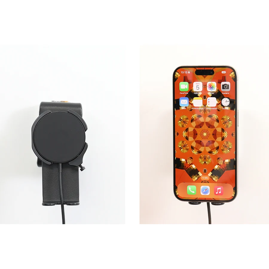 Bild 4 : 216327 : Brodit Komplettset MagSafe Halter mit Kugelgelenk + untere Stütze für APPLE iPhone 17, inkl. USB-C Brodit Magnetic Wireless Charger + USB 12/24V Ladegerät