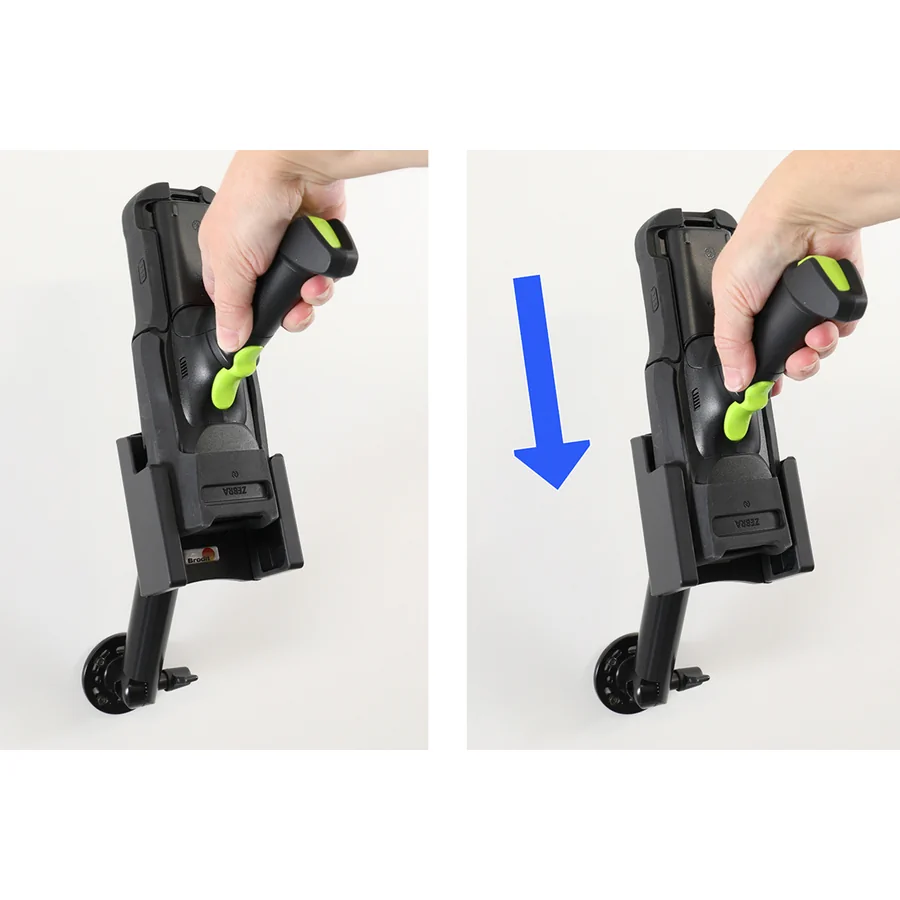 Bild 2 : 217203 : Brodit Scanner Halterung für ZEBRA MC3450, für Geräte mit Rubber Boot, Display zeigt zum Halter