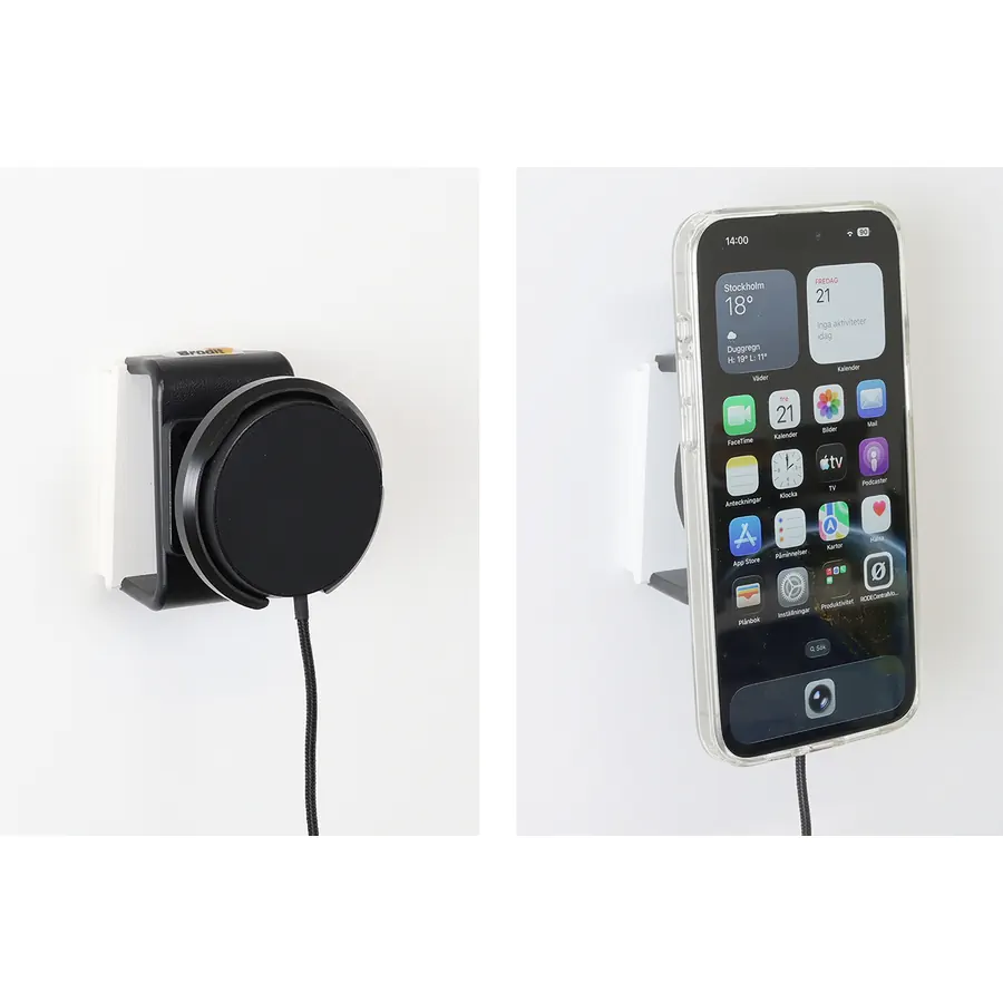 Bild 4 : 217305 : Brodit 25W Komplettset MagSafe Halter für APPLE iPhone 17, inkl. USB-C Brodit Qi 2.2 Magnetic Wireless Charger + USB 12/24V Ladegerät