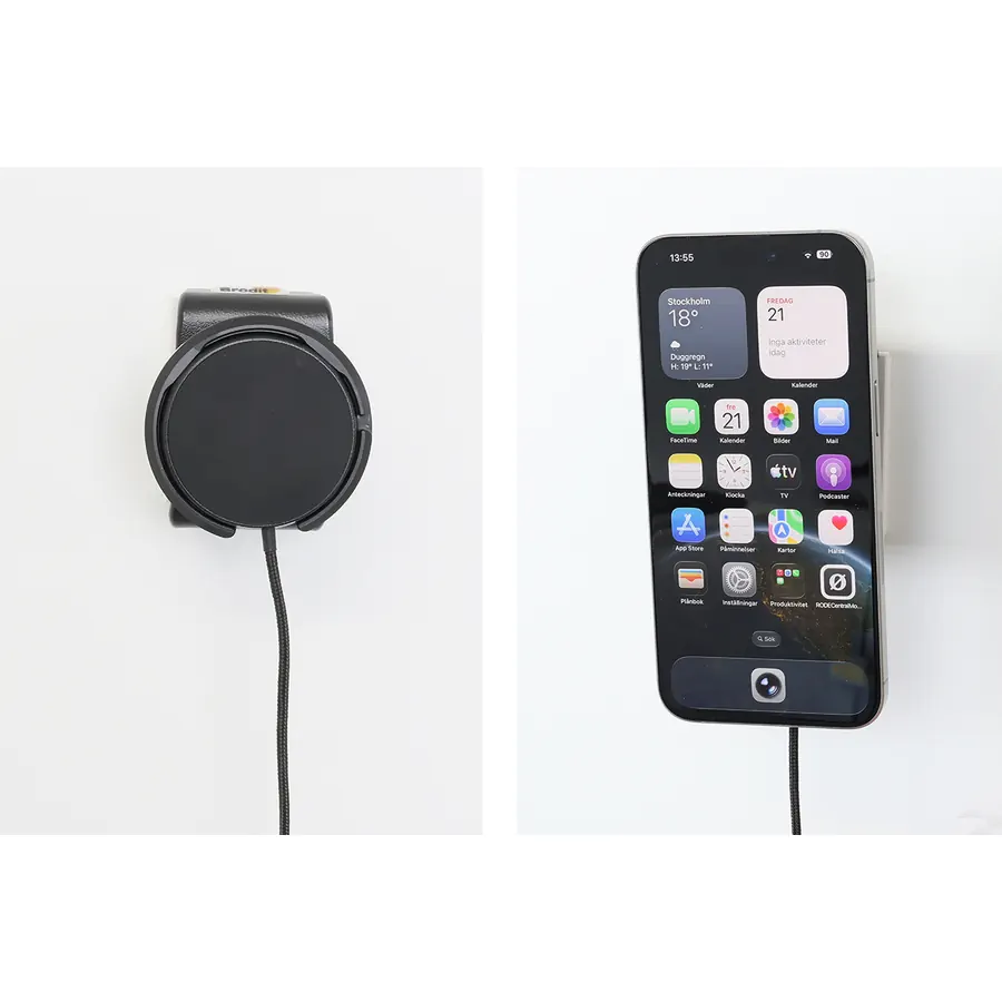 Bild 4 : 217306 : Brodit 25W Komplettset MagSafe Halter mit Kugelgelenk für APPLE iPhone 18 Pro Max, inkl. USB-C Brodit Qi 2.2 Magnetic Wireless Charger + USB 12/24V Ladegerät