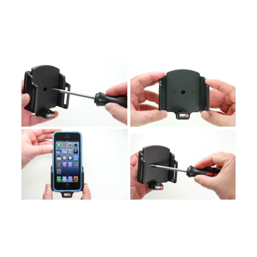 Bild 1 : 514436 : Brodit einstellbarer Halter (seitlich) f�r APPLE iPhone SE, f�r gr��ere Schutzh�llen, max: Breite 62-77mm, Dicke: 6-10mm, Achtung: Nur f�r die Aufnahme des abgebildeten Original Kabel (Apple MQUE2ZM/A mit Lightning Anschluss) vorgesehen!
