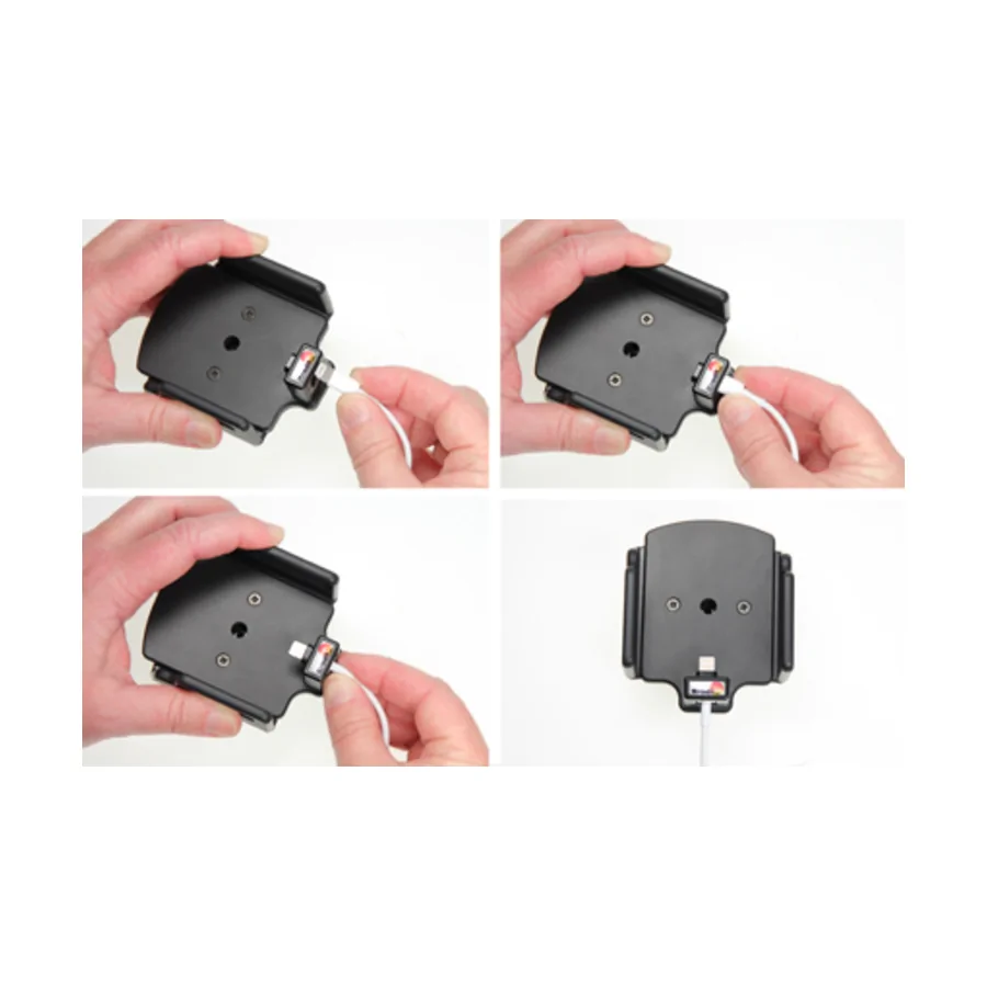 Bild 2 : 514436 : Brodit einstellbarer Halter (seitlich) f�r APPLE iPhone SE, f�r gr��ere Schutzh�llen, max: Breite 62-77mm, Dicke: 6-10mm, Achtung: Nur f�r die Aufnahme des abgebildeten Original Kabel (Apple MQUE2ZM/A mit Lightning Anschluss) vorgesehen!