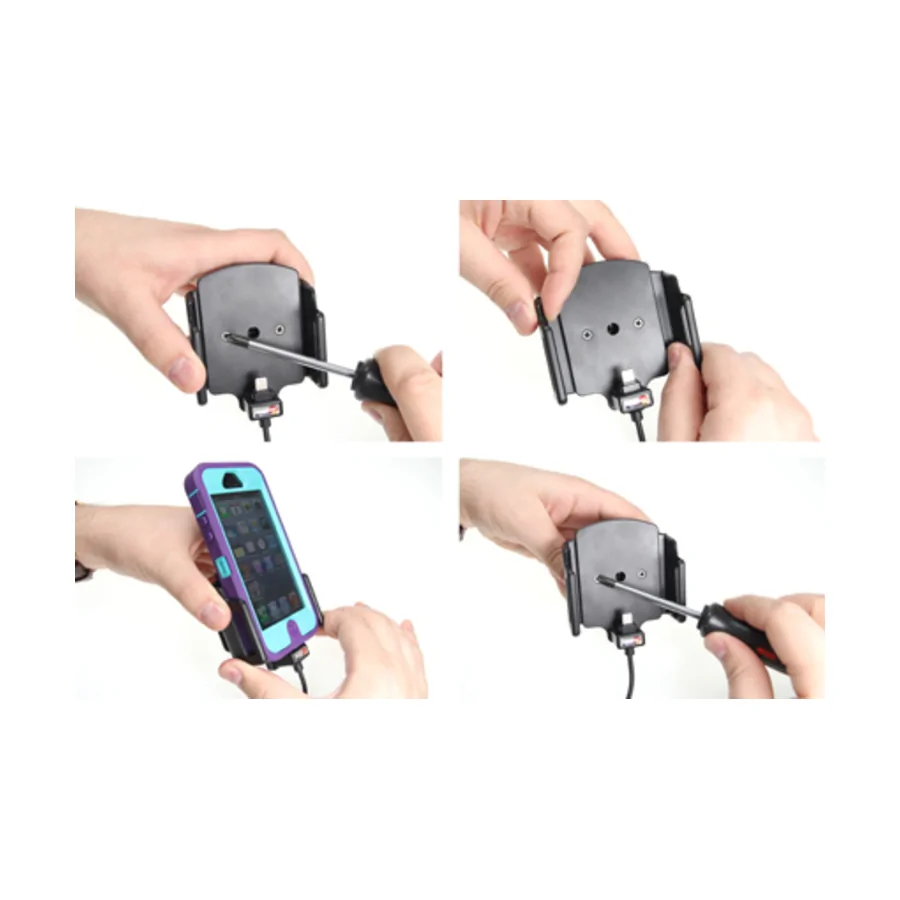 Bild 1 : 521504 : Brodit einstellbarer Halter (seitlich) Aktiv USB, 12/24V, für APPLE iPhone SE, für Schutzhüllen, max: Breite 62-77mm, Dicke: 9-13mm