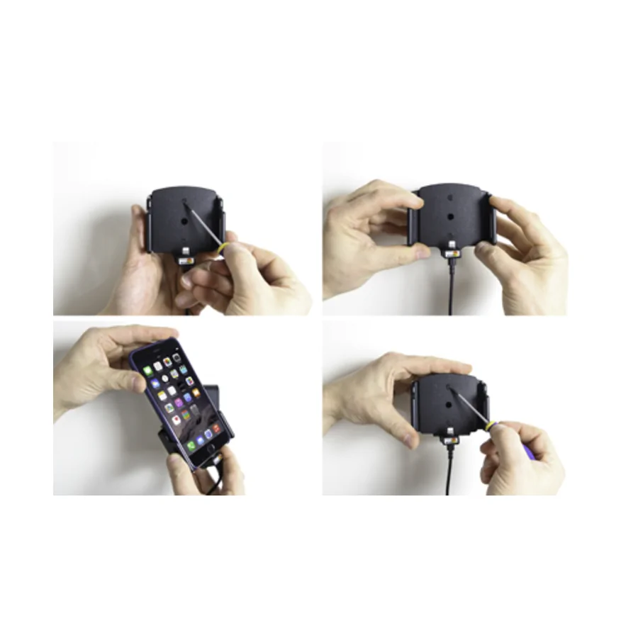 Bild 1 : 521667 : Brodit einstellbarer Halter (seitlich) Aktiv USB, 12/24V, f�r APPLE iPhone 7 Plus, f�r Schutzh�llen, max: Breite 75-89mm, Dicke: 2-10mm