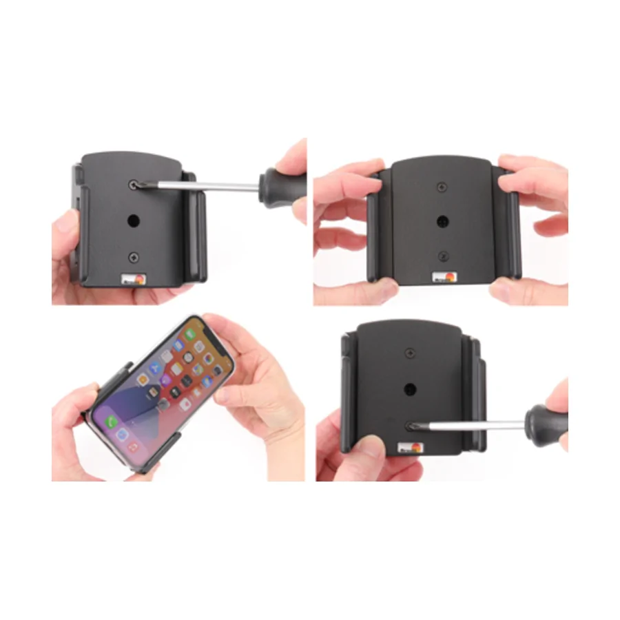 Bild 1 : 711239 : Brodit einstellbarer Halter (seitlich) f�r APPLE iPhone 16 Pro, f�r Schutzh�llen, max: Breite 70-83mm, Dicke: 6-10mm
