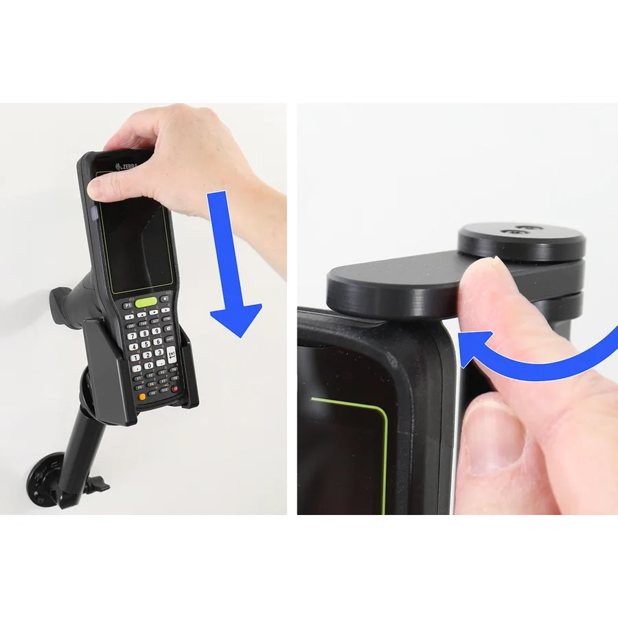 Bild 2 : 711425 : Brodit Scanner Halterung für ZEBRA MC3450, mit schwenkbarer oberer Fixierung, Display nach vorn